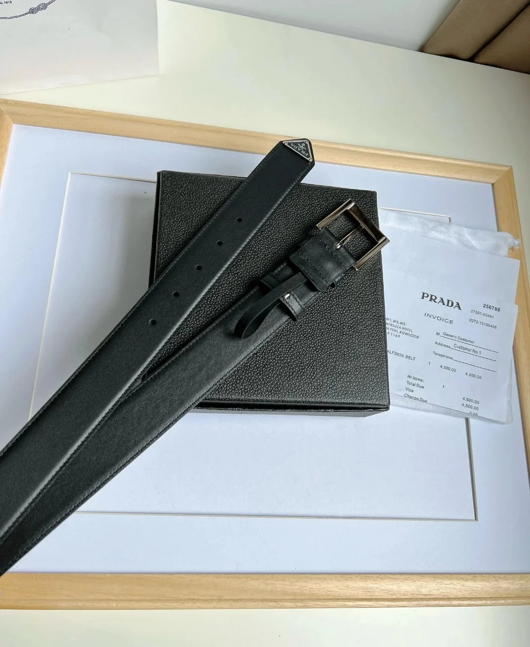Prada 35MM Belt in Black Smooth Calfskin product view 3