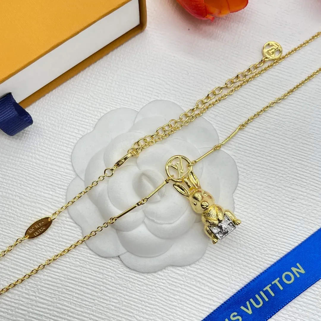 Louis Vuitton Sculptural Rabbit Pendant Necklace Gold-Tone product view 2