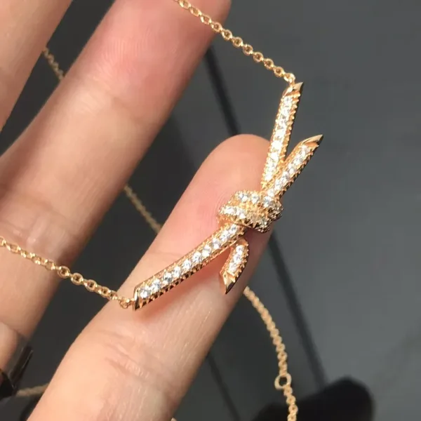 Tiffany  Co. Knot Full Pavé-Effect Pendant Necklace Gold-Tone product photo