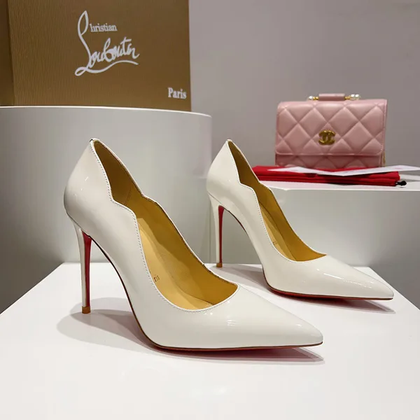 Christian Louboutin Hot Chick Scalloped Patent Pumps White product view 4