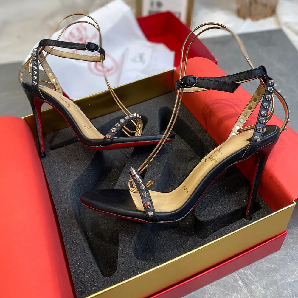 Christian Louboutin So Me Studded Ankle-Strap Sandals Black product view 6