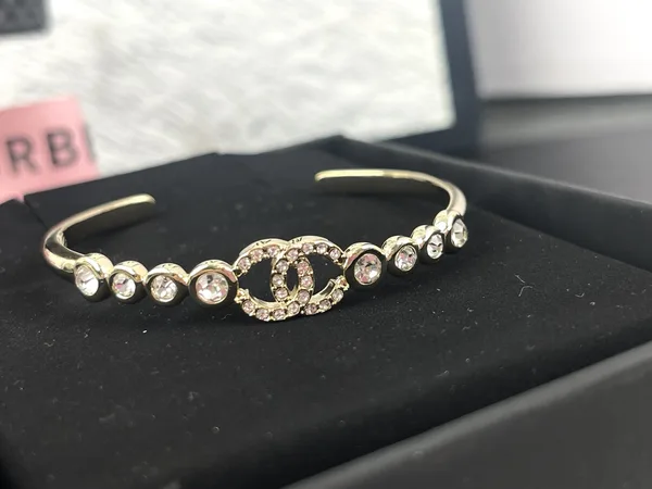Chanel Rhinestone CC Open Cuff Gold-Tone product photo
