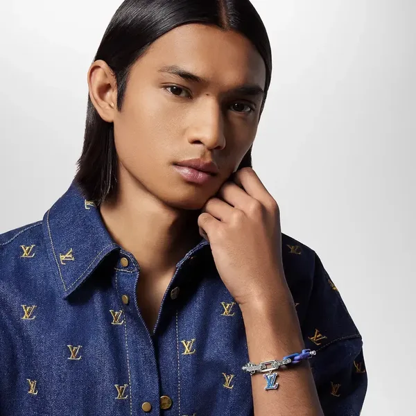 Louis Vuitton Monogram Link Bracelet Blue and Silver-Tone product view 3