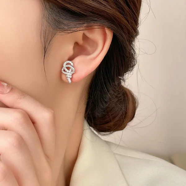 Tiffany  Co. Woven Knot Key Drop Earrings Silver-Tone product view 3