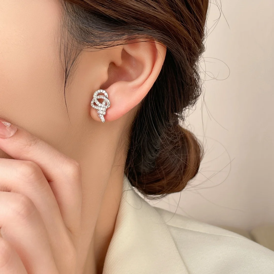Tiffany  Co. Woven Knot Key Drop Earrings Silver-Tone product view 3