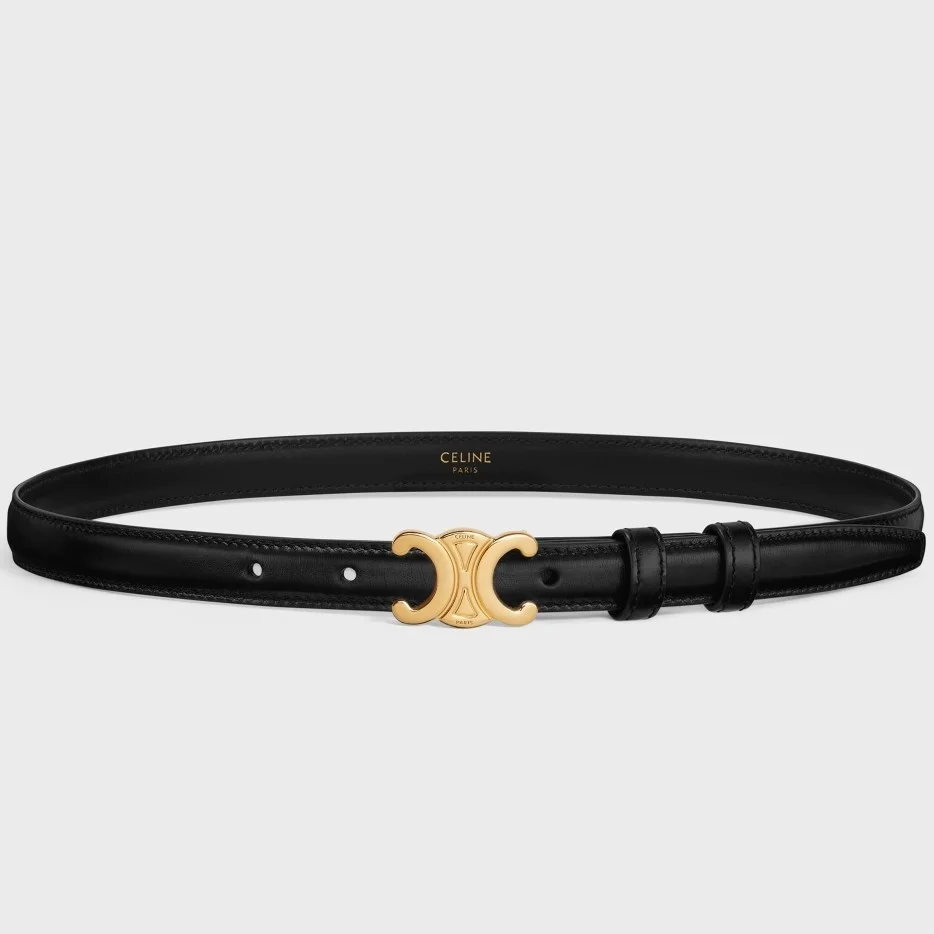 Celine Small Triomphe Belt 18MM in Black Calfskin product view 1