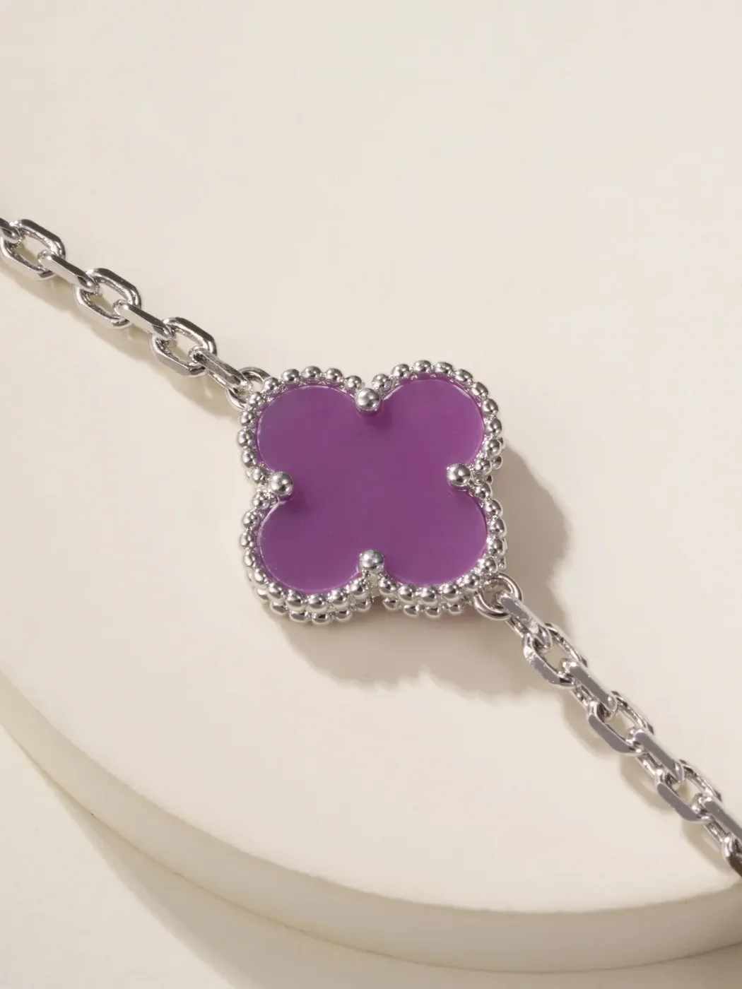 Van Cleef  Arpels Alhambra Purple Clover and Silver-Tone Knot Bracelet product view 6