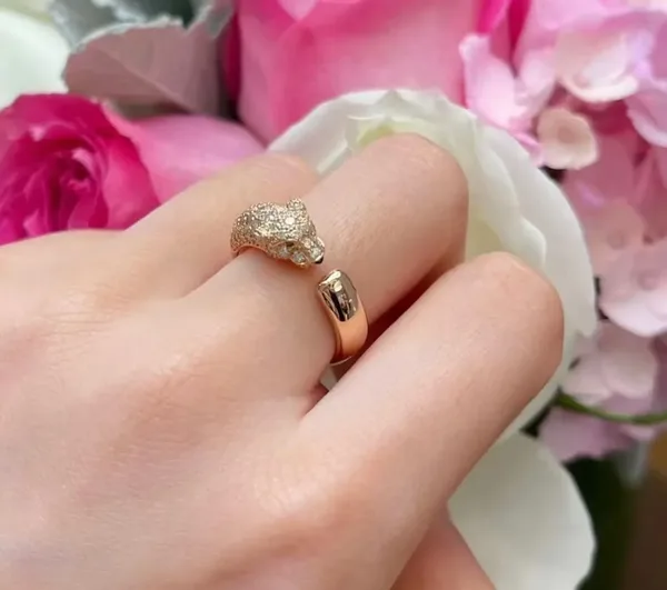 Cartier Panthere Gold-Tone Pave-Effect Panther Open Ring product view 2