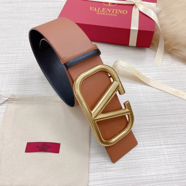 Valentino VLogo Reversible Belt 70mm in Brown and Black Calfskin product view 6