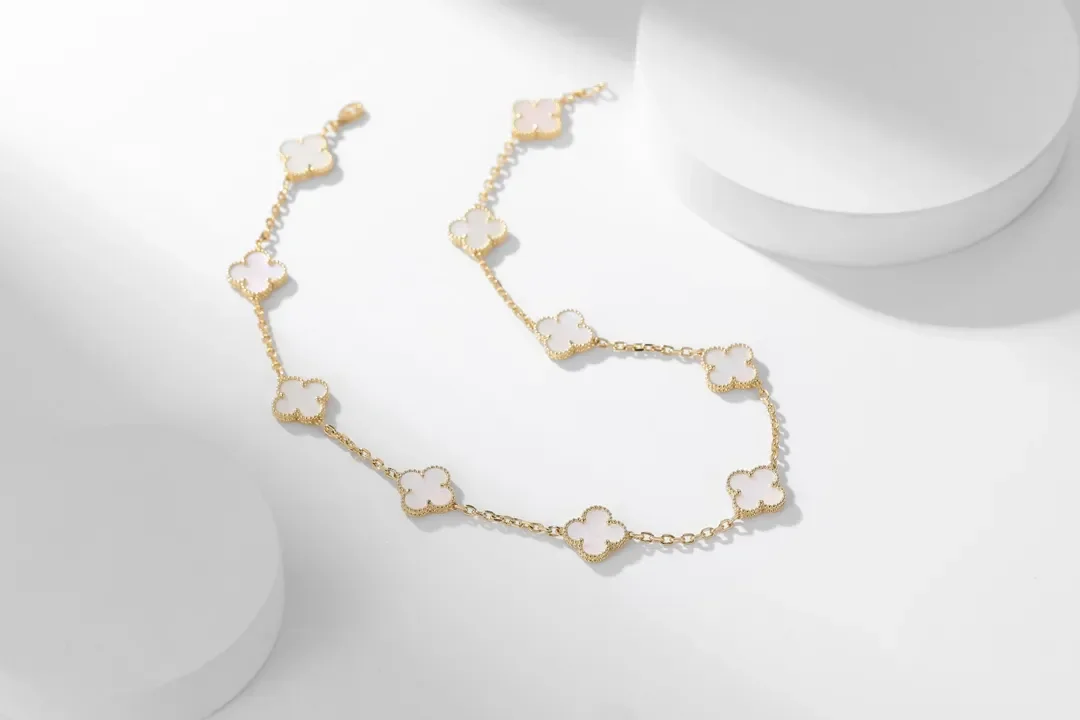 Van Cleef  Arpels Alhambra White Ten-Motif Gold-Tone Necklace product view 1