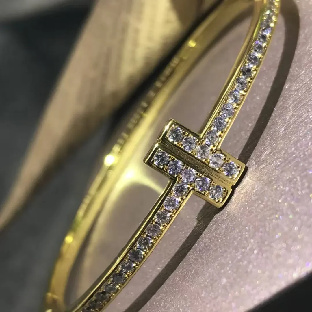 Tiffany  Co. Double T Full Pavé-Effect Bangle Gold-Tone product view 1