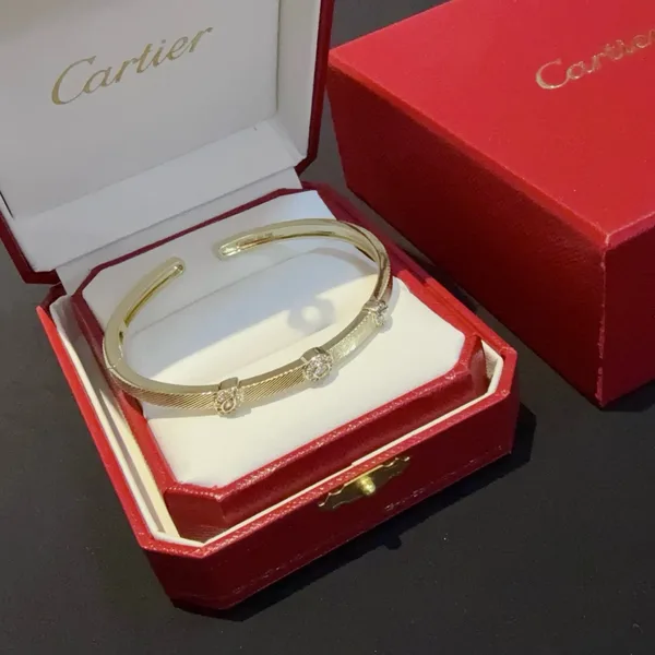 Cartier Gold-Tone Open Cuff with Three Crystal-Effect Accents product photo