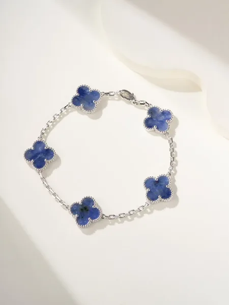 Van Cleef  Arpels Alhambra Blue Five-Clover Silver-Tone Bracelet product photo
