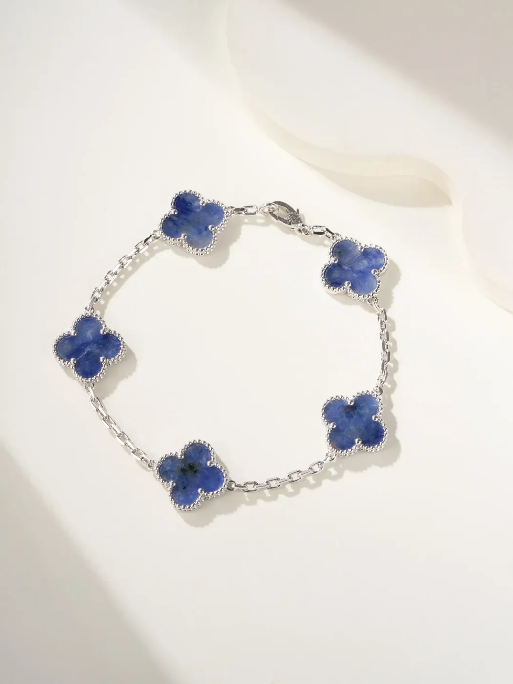 Van Cleef  Arpels Alhambra Blue Five-Clover Silver-Tone Bracelet product view 1