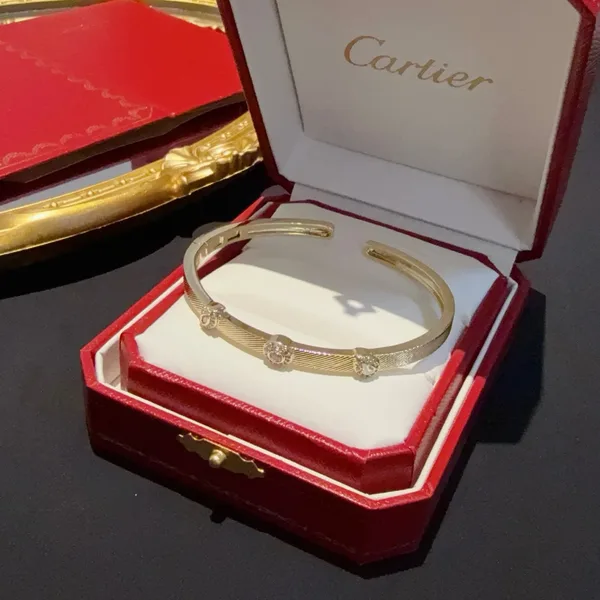 Cartier Gold-Tone Open Cuff with Three Crystal-Effect Accents product view 3