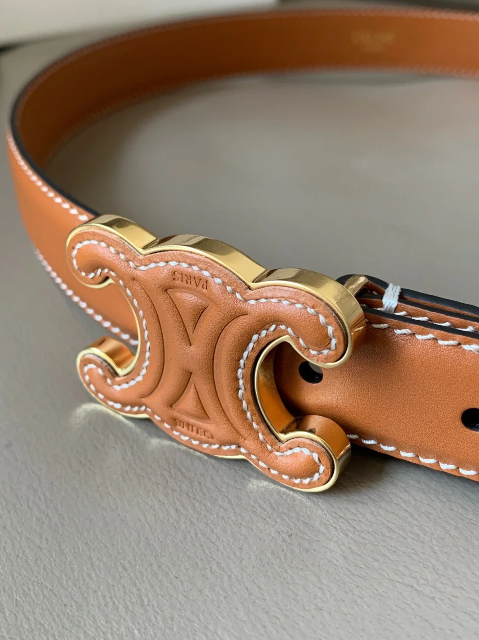 Celine Medium Cuir Triomphe Belt 25MM in Brown Calfskin product view 6