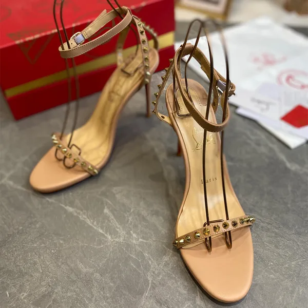 Christian Louboutin So Me Studded Ankle-Strap Sandals Nude Pink product view 2