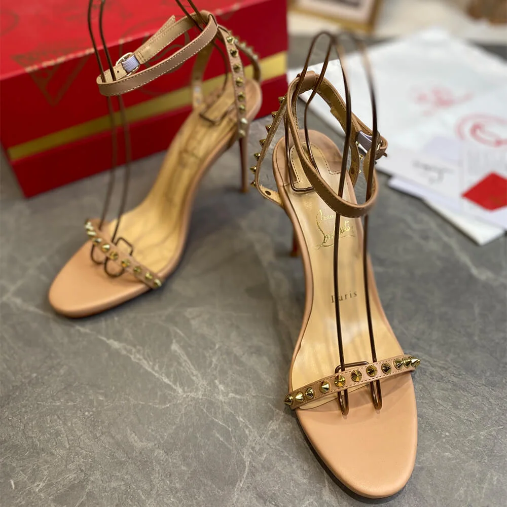Christian Louboutin So Me Studded Ankle-Strap Sandals Nude Pink product view 2