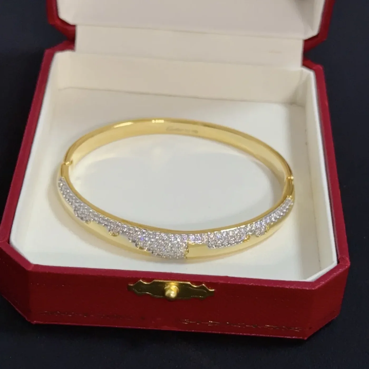Cartier Gold-Tone Slim Bangle with Pave-Effect Row product view 3
