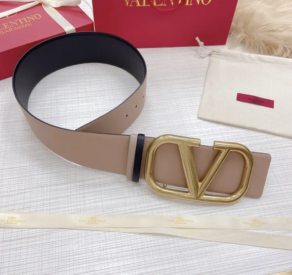 Valentino VLogo Reversible Belt 70mm in Beige and Black Calfskin product view 2