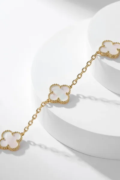 Van Cleef  Arpels Alhambra White Ten-Motif Gold-Tone Necklace product view 6
