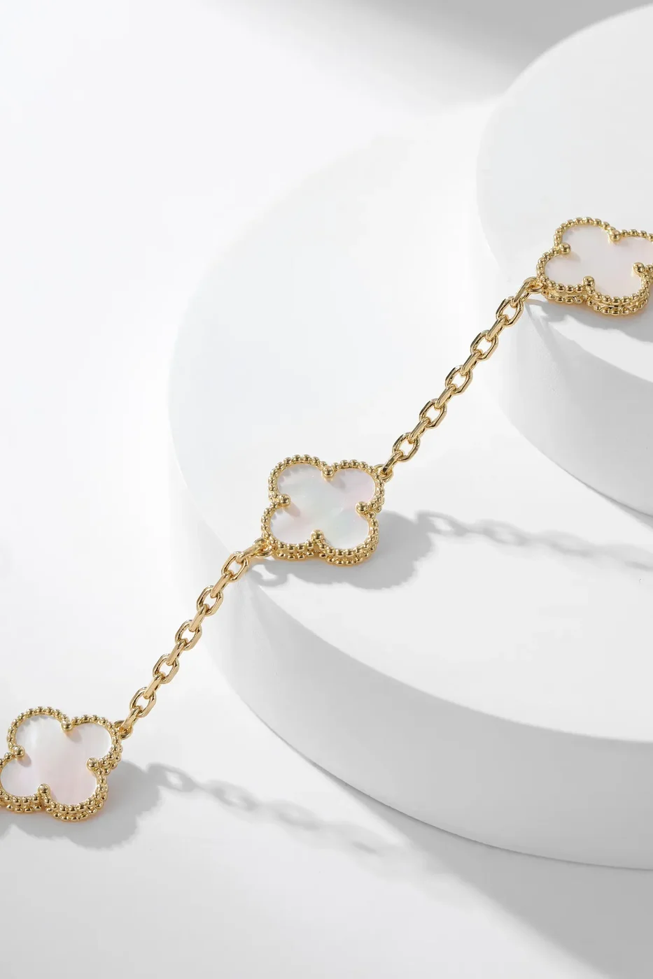 Van Cleef  Arpels Alhambra White Ten-Motif Gold-Tone Necklace product view 6