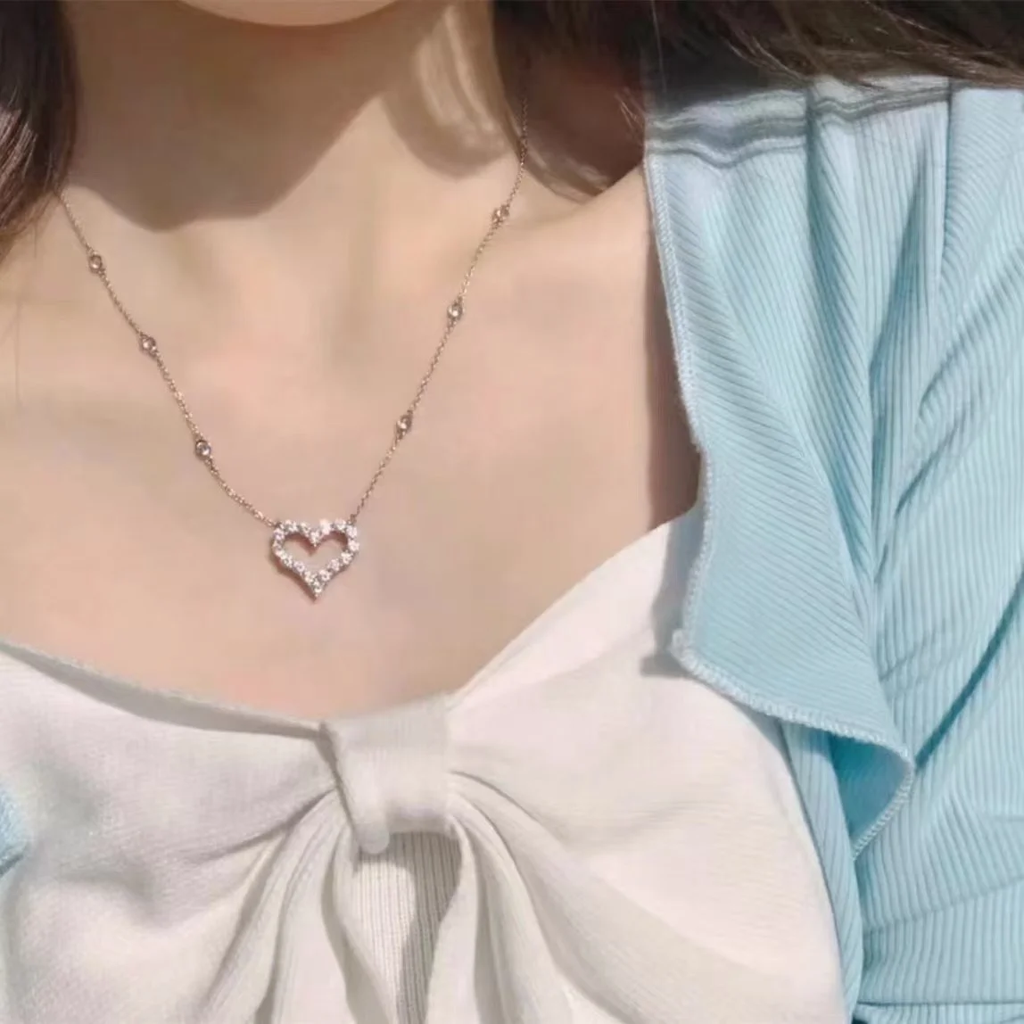 Tiffany  Co. Pavé-Effect Open Heart Necklace Silver-Tone product view 5
