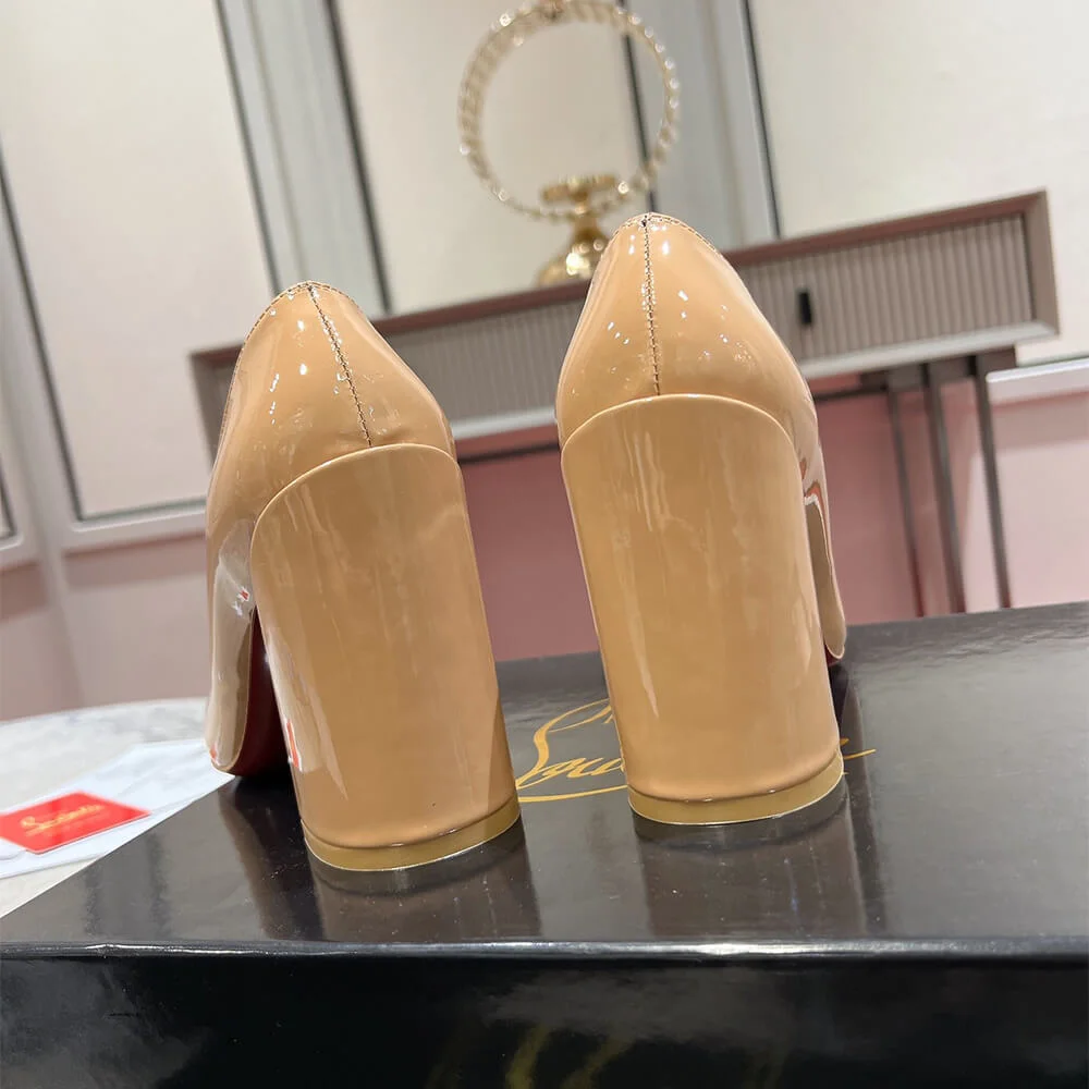 Christian Louboutin Miss Sab 85 Block-Heel Pumps Beige product view 8