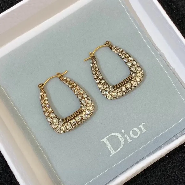 Dior J’Adior Hoop Earrings In Antique Gold-Tone Metal and Crystals product view 3