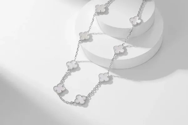 Van Cleef  Arpels Alhambra White Ten-Motif Silver-Tone Necklace product view 4
