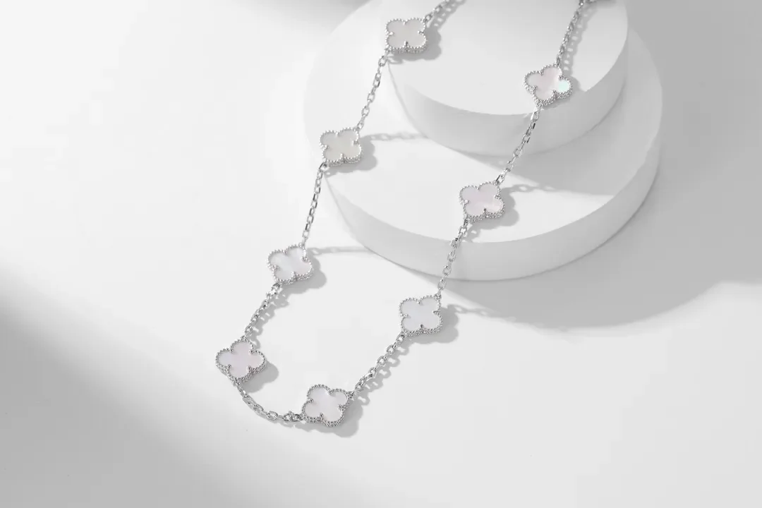 Van Cleef  Arpels Alhambra White Ten-Motif Silver-Tone Necklace product view 4