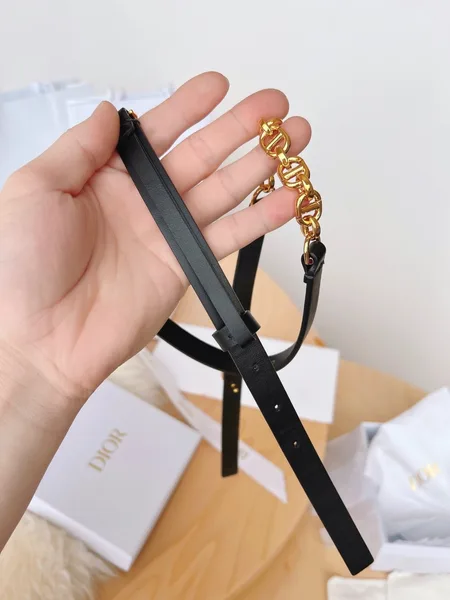 Dior Caro 15MM Belt in Black Calfskin and Chain product view 8