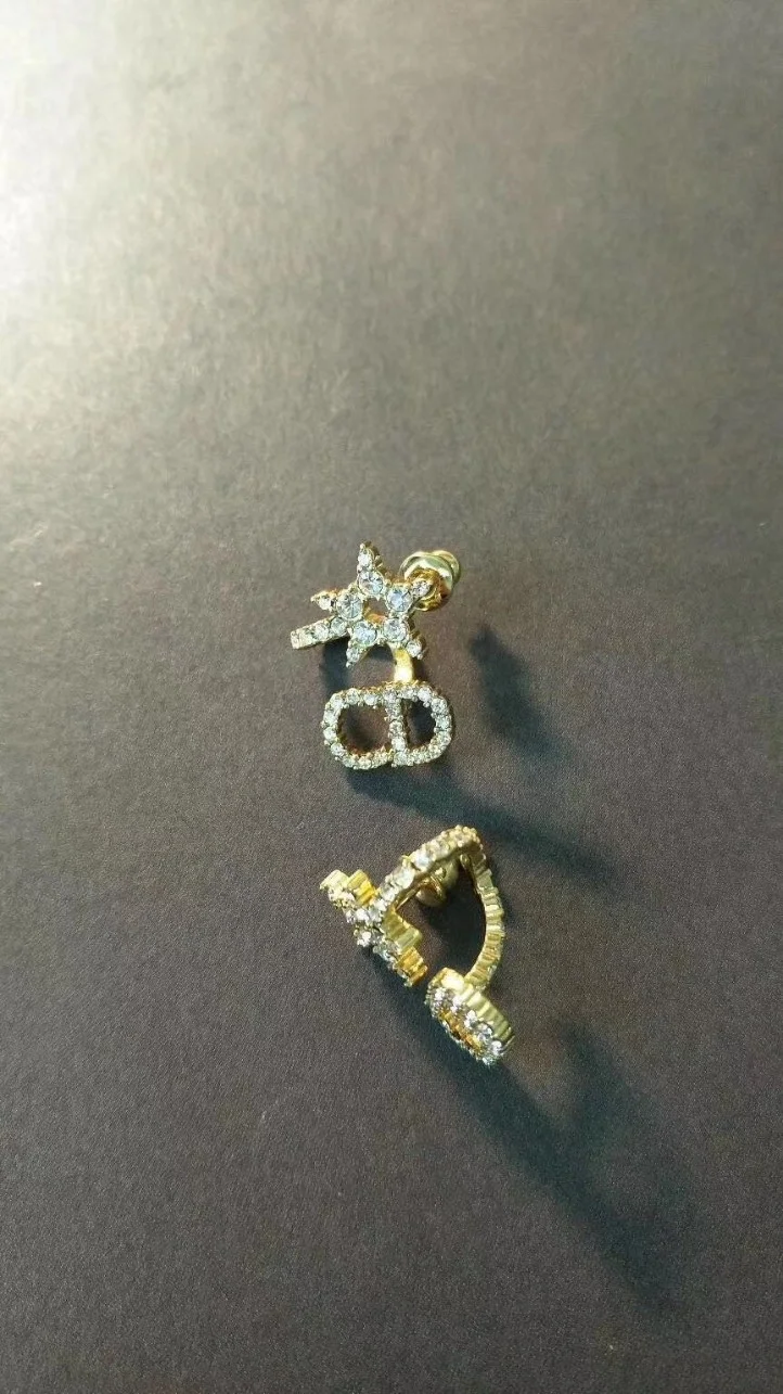 Dior Clair D Lune Earrings In Gold-Finish Metal and White Crystals product view 8