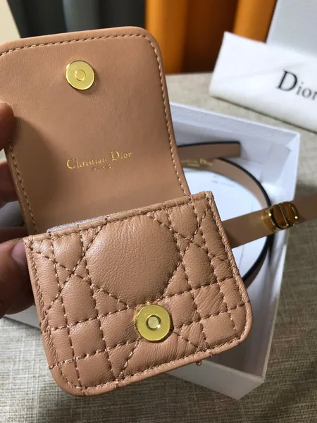 Dior Caro 15MM Belt with Removable Pouch in Beige Calfskin product view 4