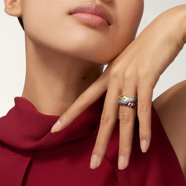 Cartier Trinity Three-Tone Animal-Pattern Interlocking Ring product view 3