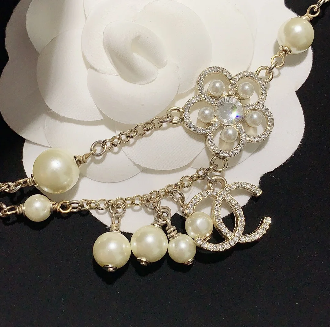 Chanel Flower CC Pearl-Effect Charm Bracelet Gold-Tone product view 6