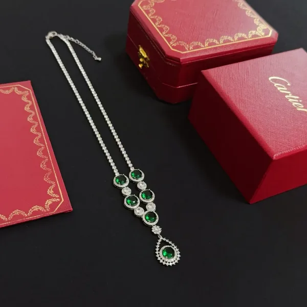 Cartier Green Multi-Stone Silver-Tone Pendant Necklace product view 4
