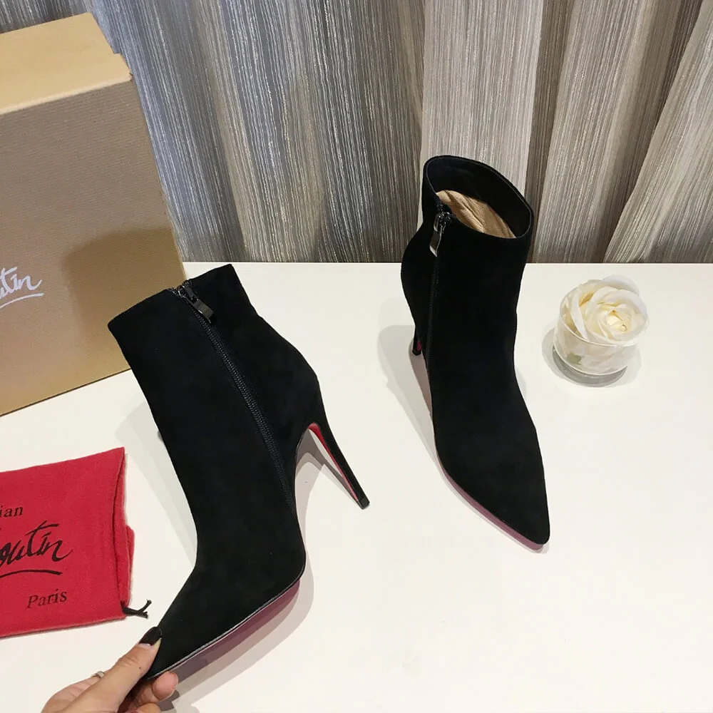 Christian Louboutin So Kate Booty 100 Suede-Effect Ankle Boots Black product view 7