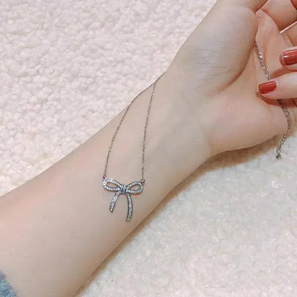 Tiffany  Co. Large Pavé-Effect Bow Necklace Silver-Tone product view 2