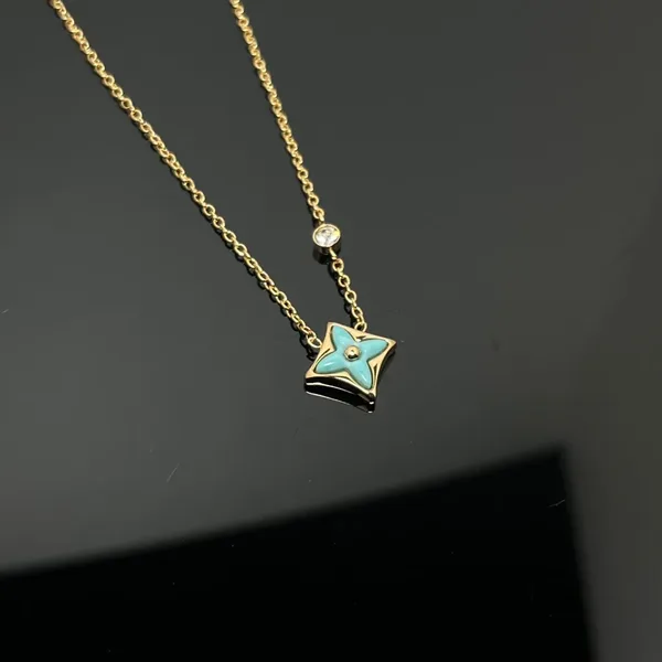 Louis Vuitton BB Star Pendant Necklace Blue Inlay and Gold-Tone product view 2