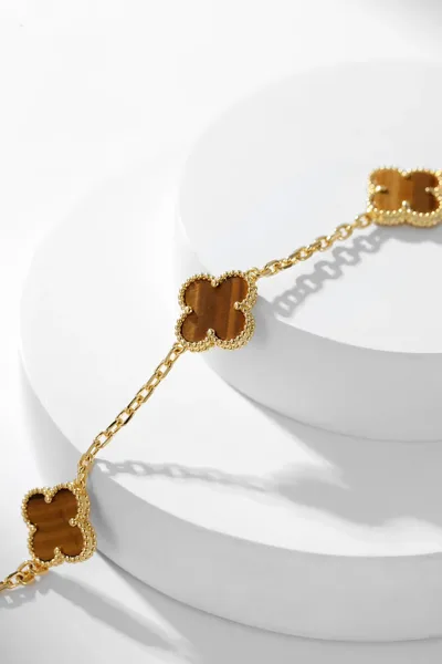 Van Cleef  Arpels Alhambra Brown Ten-Motif Gold-Tone Necklace product view 8