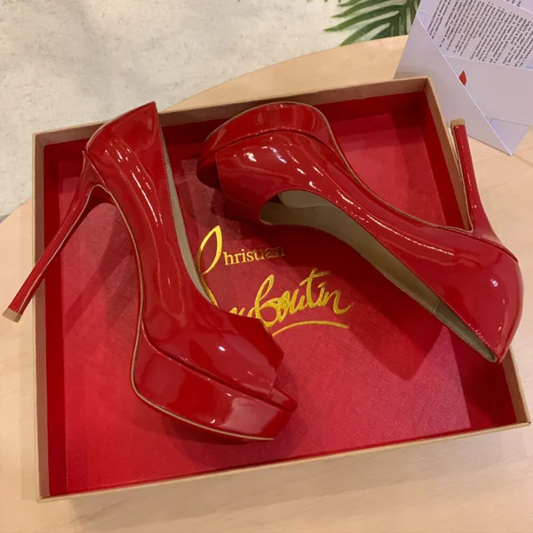 Christian Louboutin New Very Prive 120 Peep-Toe Platform Pumps Red product view 8