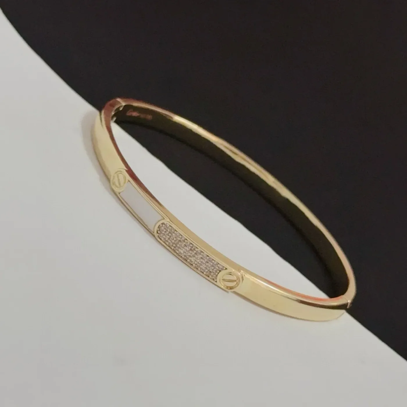 Cartier Gold-Tone Slim Bangle with Crystal-Effect Panel product view 8