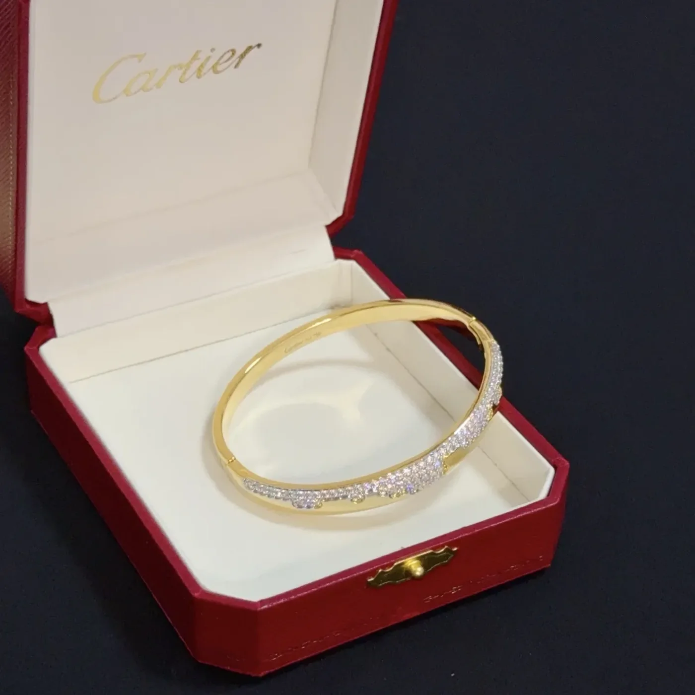 Cartier Gold-Tone Slim Bangle with Pave-Effect Row product view 4