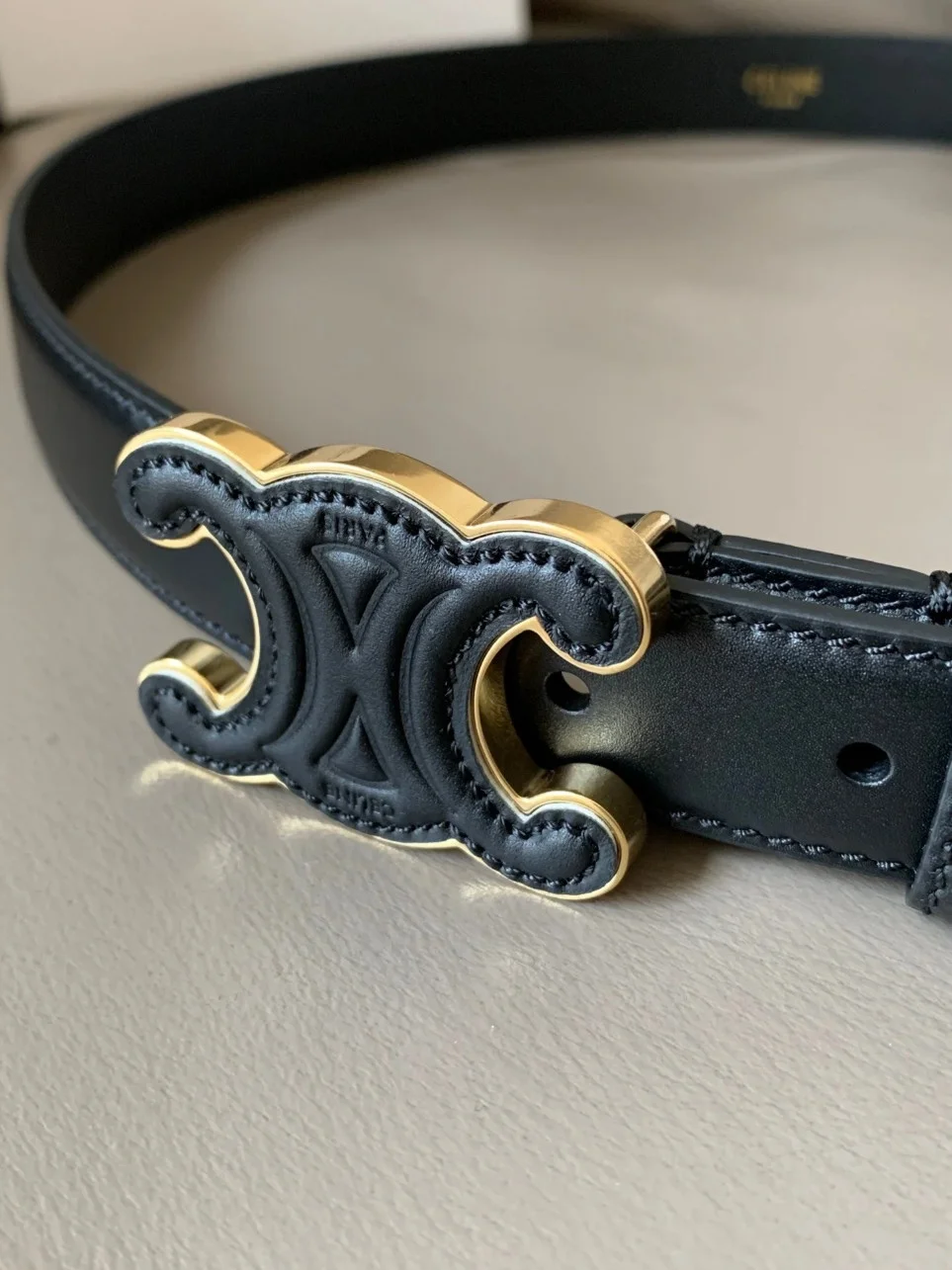 Celine Medium Cuir Triomphe Belt 25MM in Black Calfskin product view 5
