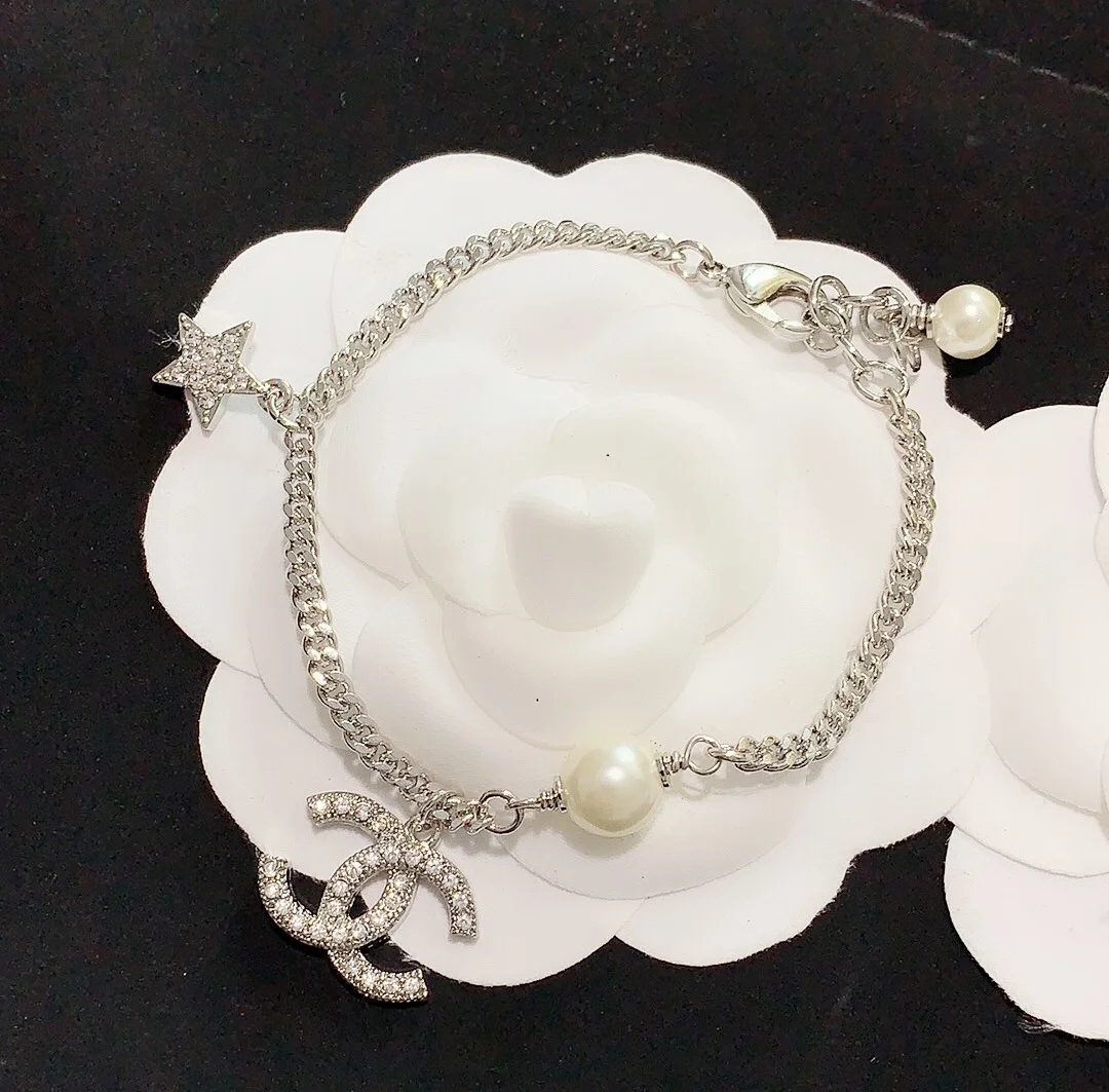 Chanel Star CC Pearl-Effect Chain Bracelet Silver-Tone product view 2
