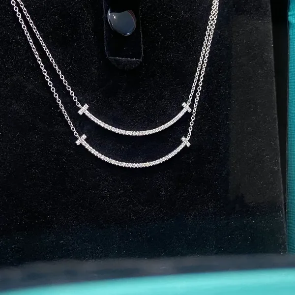 Tiffany  Co. T Smile Pavé-Effect Necklace Silver-Tone product photo