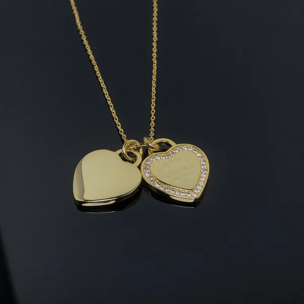 Tiffany  Co. Double Heart Pavé-Effect Necklace Gold-Tone product photo