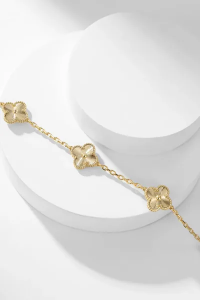 Van Cleef  Arpels Alhambra Pave-Effect Ten-Motif Gold-Tone Necklace product view 8
