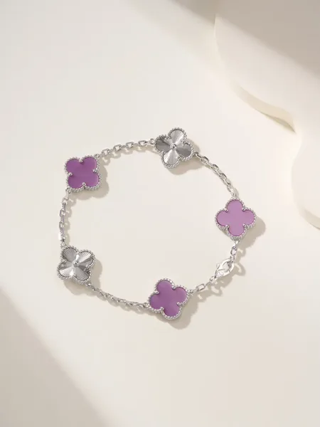 Van Cleef  Arpels Alhambra Purple Clover and Silver-Tone Knot Bracelet product photo